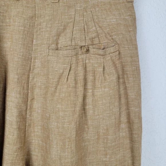 Posse Nancy Trouser in Walnut Linen Pleated Straight Wide Leg Tan Small - Picture 7 of 13